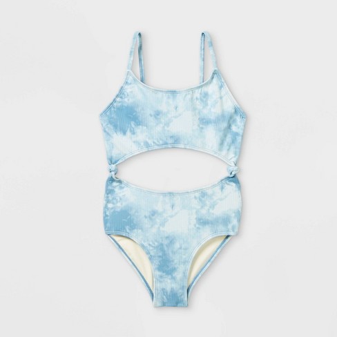 Girls Cool Tie Dye One Piece Swimsuit Art Class Blue Target