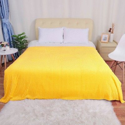 1 Pc Full Microfiber Polar Fleece Bed Blankets Yellow - PiccoCasa