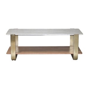 Sagebrook Home 17" Iron and Marble Rectangle 2 TierWood Coffee Table Gold: Elegant Contemporary Design, No Assembly Required - 1 of 4