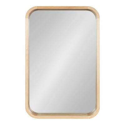 Hutton Natural Wood Rounded Radius Rectangular Wall Mirror 20x30