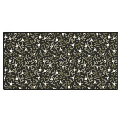 Iveta Abolina Blooming Vines Black Desk Mat - Deny Designs