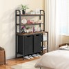 Garvee Laundry Basket, Laundry Hamper 2 Section with Side Shelves, 3 Tiers Laundry Sorter with 2 Pull-Out and Removable Laundry Bags, Brown - 3 of 4