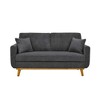 2-Seater Corduroy Mid-Century Sofa with Flared Arms, Solid Wood Frame and 2 Throw Pillows for Apartment or Small Living Room - 2 of 4