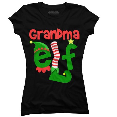 Junior's Design By Humans Grandma Elf Christmas By personalized T-Shirt