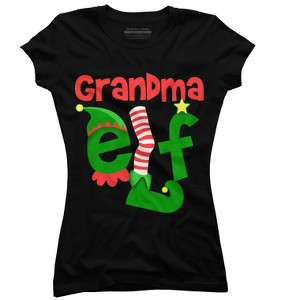 Junior's Design By Humans Grandma Elf Christmas By personalized T-Shirt - 1 of 3