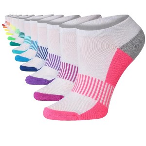 White Rainbow Colored & Accented Stripes Low Cut Socks - 12 Pairs - 1 of 4