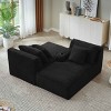 Double Chaise Lounge with Cupholders, Sleeper Loveseat with Spring-Padded Seats, Upholstered Corduroy Chaise Lounge-Coolbibila - 3 of 4