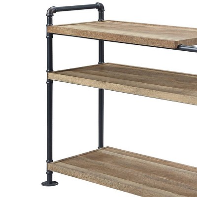 Modern Farmhouse Rustic Black Metal and Oak Wood 48" Bookshelf