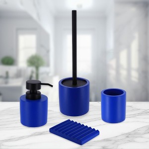 Evideco French Home Goods Concrete Cement Bathroom Accessories, 4-Piece Set - 1 of 4