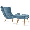 Planet 37.5" High Back High-End Velvet and Ultra-Soft Cushioning Upholstered Chaise Lounge Chaise and Ottoman Foot Rest Set-Maison Boucle - 2 of 4
