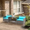 Outsunny 3 Piece Patio Furniture Set w/ Cushions, PE Rattan Wicker Outdoor Table And Chairs Conversation Set w/ 2-Tier Glass Top Coffee Table - 3 of 4