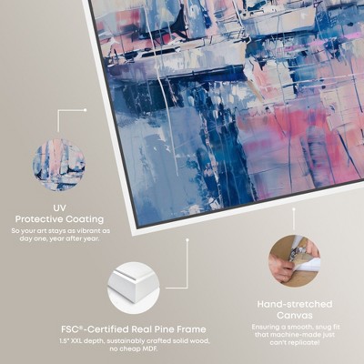 Pastel Sea Breeze Sailing Canvas Wall Art with White Frame