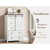 Farmhouse 5 Drawer Dresser for Bedroom, 48" Tall Wood Dresser Chest of Drawer with Sliding Barn Door - 4 of 4
