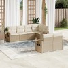 vidaXL 7 Piece Patio Sofa Set with Cushions Beige and Cream Poly Rattan - 2 of 4