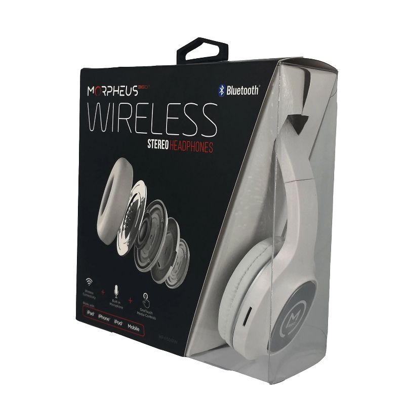 Morpheus 360 Tremors HP4500W Wireless On-Ear Headphones - Bluetooth 5.0 Headset with Microphone, White with Silver Accents, 4 of 5