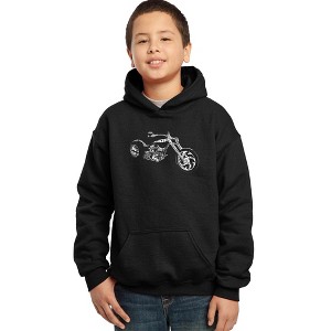LA Pop Art Boy's Word Art Hooded Sweatshirt - MOTORCYCLE - 1 of 4