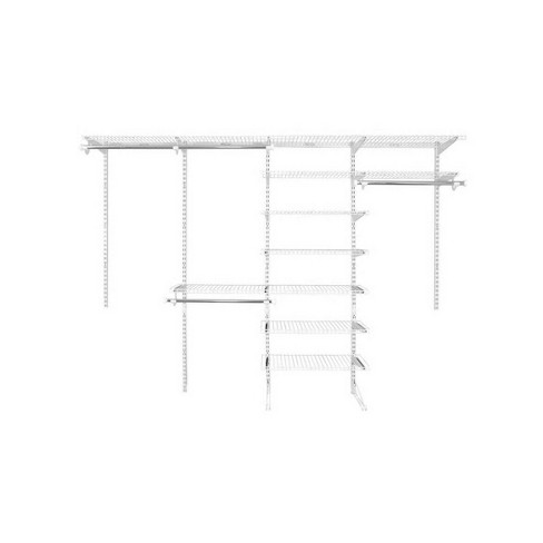 Rubbermaid Fasttrack 6 To 10 Ft Wide White Wire Custom Closet Organization  Configuration Storage Hanger Rack Kit : Target