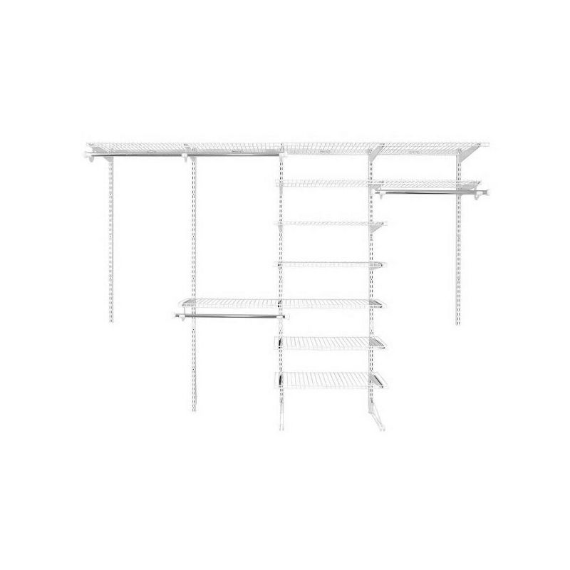 Rubbermaid FastTrack 6 to 10 Ft Wide White Wire Custom Closet Organization Configuration Storage Hanger Rack Kit, 1 of 6