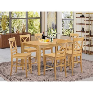 East West Furniture,7 PC counter height Table and chair set - Table and 6 high Chairs. - 1 of 1