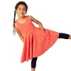 Mightly Girls Fair Trade Organic Cotton Sleeveless Twirl Dress, Coral Shooting Star - 2 of 4