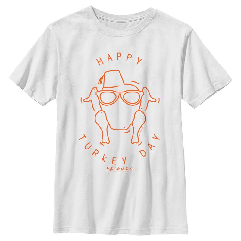 Boy's Friends Happy Turkey Day Icon T-Shirt, 1 of 5