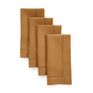 Linen Hemstitch Dinner Napkins for Thanksgiving and Christmas, Classic - Solino Home - 1 of 4