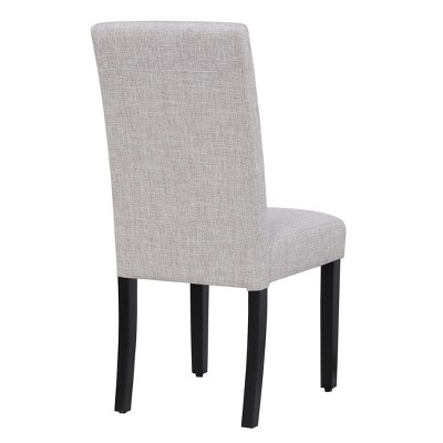Light Gray Upholstered Linen Parsons Side Chair with Wood Legs