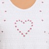 Collections Etc Smocked Bust Embroidered Floral Heart Short Sleeve Nightgown - 3 of 4