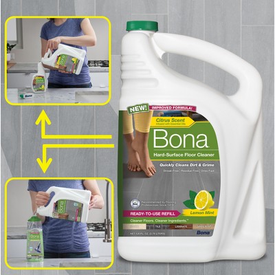 Bona Lemon Mint Cleaning Products Mop Refill Multi Surface All Purpose Floor Cleaner - 128oz