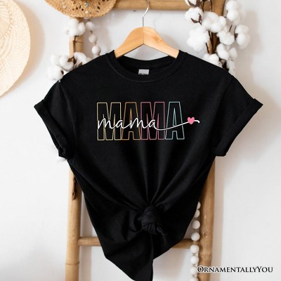 Colorblock Mama T-Shirt, Black Trendy Casual Women's Tee| OrnamentallyYou
