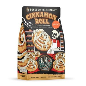 Bones Coffee Company Cinnamon Roll Flavored Medium Roast Decaffeinated Coffee 12 oz (Ground) - 1 of 4