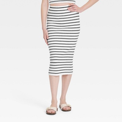 Women's Midi Sweater Skirt - Universal Thread™ Black Striped XL