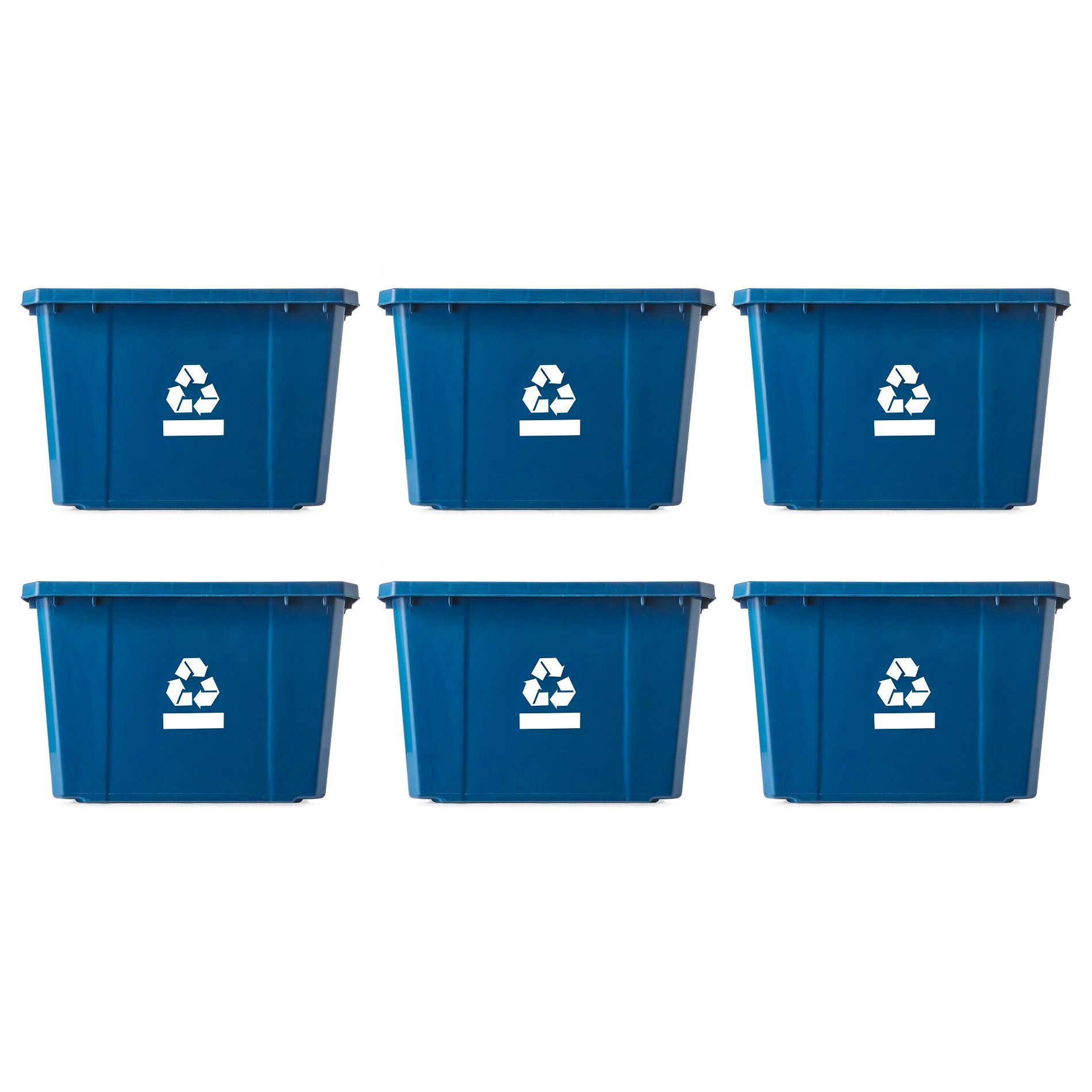 Gracious Living Recycling Bin Container, Plastic Trash Bin for Home or Office, 17 Gallons, Blue