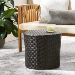 NicBex Outdoor End Table Modern Rattan Hourglass Outdoor Coffee Table Outdoor Side Table, Patio Table Small Table for Backyard, Balcony, Porch - 1 of 4