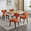 Modern Dining Chairs Set of 2, Upholstered Accent Chairs Kitchen Chairs with Curved Backrest and Copper Nails -Frevyn - 2 of 4