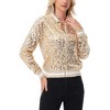 Anna-Kaci Women's Sequin Bomber Jacket with Ribbed Trim and Front Zipper Closure - 2 of 4