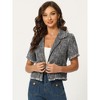 INSPIRE CHIC Women's Tweed Cropped Length Summer Short Sleeve Shirt with Tassel - 3 of 4