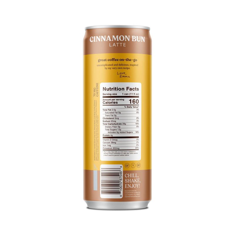 Chamberlain Oat Cinnamon Bun Latte Coffee Drink - 11 fl oz Can, 4 of 6
