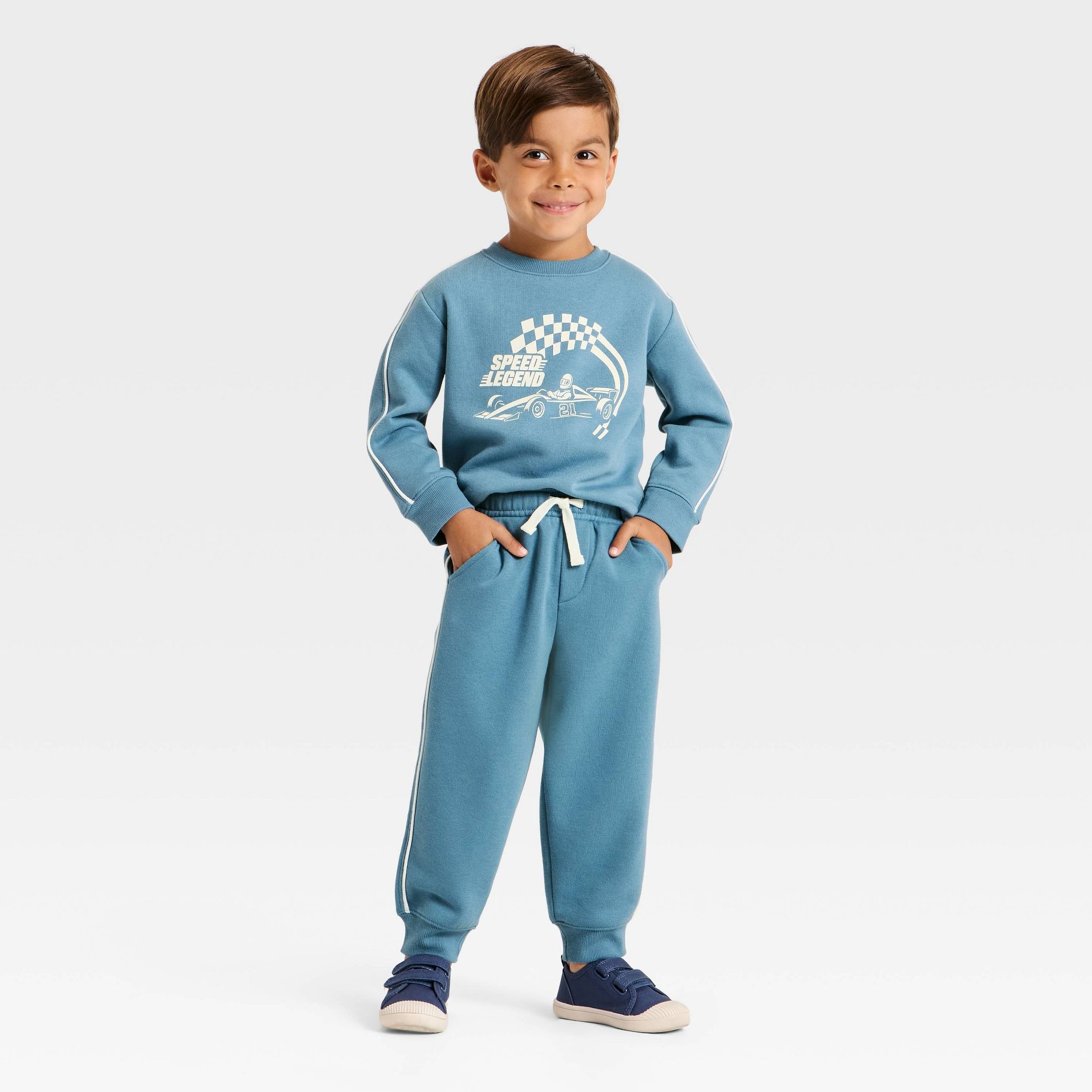 Toddler Boys' 2pc Fleece Sweatshirt and Jogger Pants Set - Cat & Jack™ Blue
