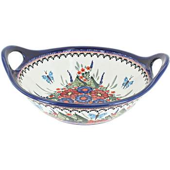Blue Rose Polish Pottery 1814 Zaklady Medium Bowl with Handles