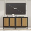 COMHOMA 2 Storage Cabinet with Rattan Doors, Free Standing Buffet Cabinet, Black - 4 of 4