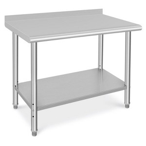 Stainless Steel Kitchen Cart, 48 x 24 x 35 inches Prep Table with Adjustable Shelf and Backsplash - 1 of 4