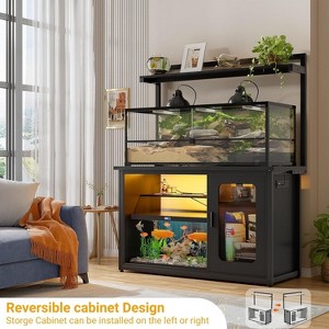 Aheaplus Fish Tank Stand with Hutch and Storage Cabinet, Aquarium Cabinet with Power Outlet & LED Light - 1 of 4