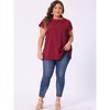 Agnes Orinda Women's Plus Size Elegant Flutter Short Sleeve Boat Lapel Slipt Chiffon Blouse - 3 of 4