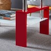 Artisan Rectangle Coffee Table, Double Layer Lower Shelf Storage for Living Spaces, Red - 3 of 4