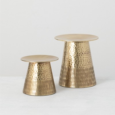 Sullivans Set of 2 Pillar Candle Holder 6.5"H & 4.5"H gold