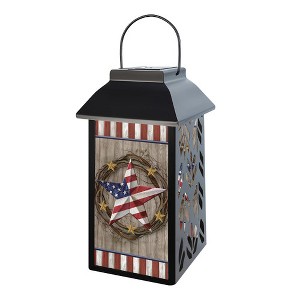 Briarwood Lane Everyday Lantern 12" x 6" x 6" American Barn Star Solar Lantern - 1 of 4