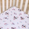 NoJo Disney Minnie Mouse - Pink, Blue and White Small Town Floral Nursery Fitted Mini Crib Sheet - 3 of 4