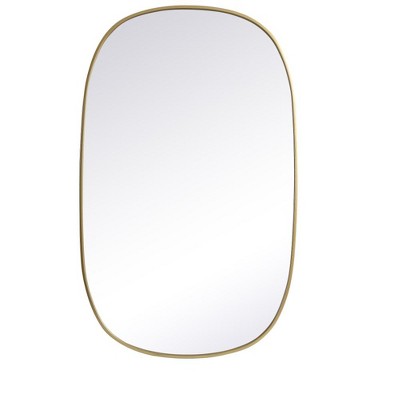 Elegant Lighting Metal Frame Oval Mirror 30x48 Inch in Brass