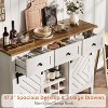 Acekool Farmhouse Buffet Cabinet 47.2'', Rustic Sideboard with Moveable Doors, 3 Drawers, Adjustable Shelves, Removable Wine Rack, White - 3 of 4